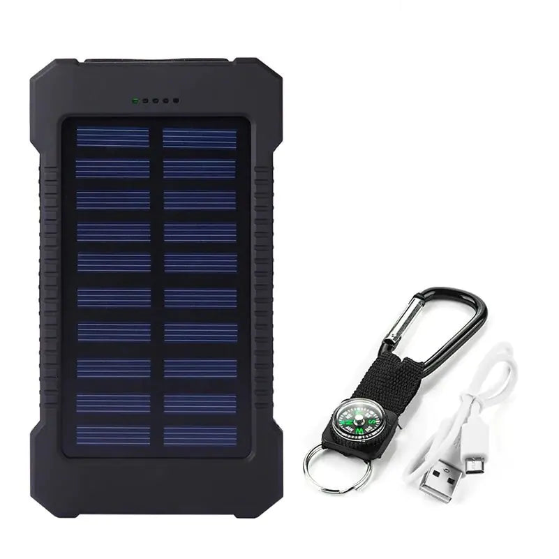 Solar-Powered Waterproof Power Bank – Dual USB & Emergency Features