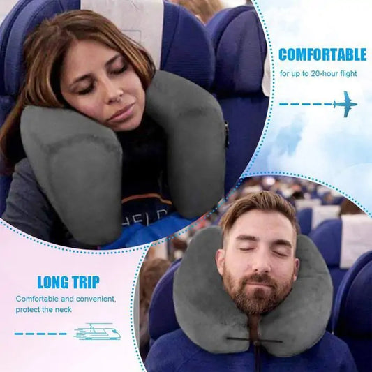 Hooded Inflatable Travel Pillow – Adjustable, Portable, and Cozy