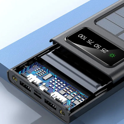 Solar Power Bank with Built-In Cables: Fast Charging, Reliable, Compact Power