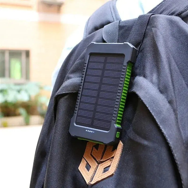 Solar-Powered Waterproof Power Bank – Dual USB & Emergency Features