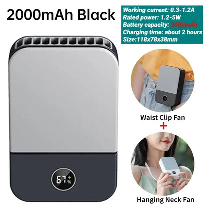 Portable Waist Fan - USB Rechargeable Hands-Free Cooling Solution