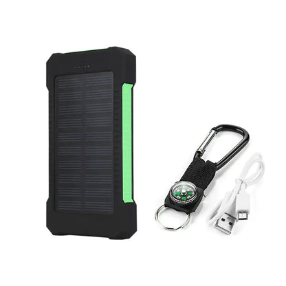 Solar-Powered Waterproof Power Bank – Dual USB & Emergency Features