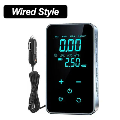 12V Portable Tire Inflator – Wireless & Wired Options with Power Bank and LED Lighting