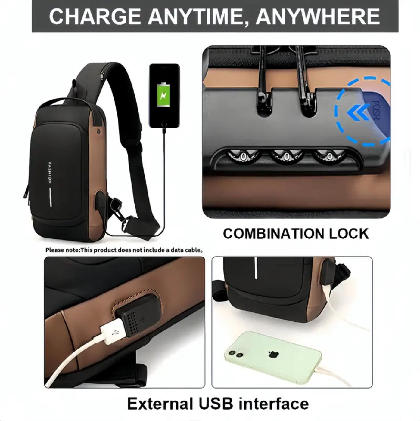 Anti-Theft USB Charging Shoulder Bag – Stylish, Secure, and Functional