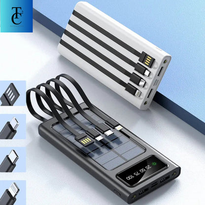 Solar Power Bank with Built-In Cables: Fast Charging, Reliable, Compact Power