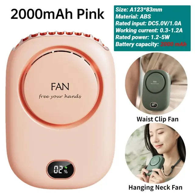 Portable Waist Fan - USB Rechargeable Hands-Free Cooling Solution