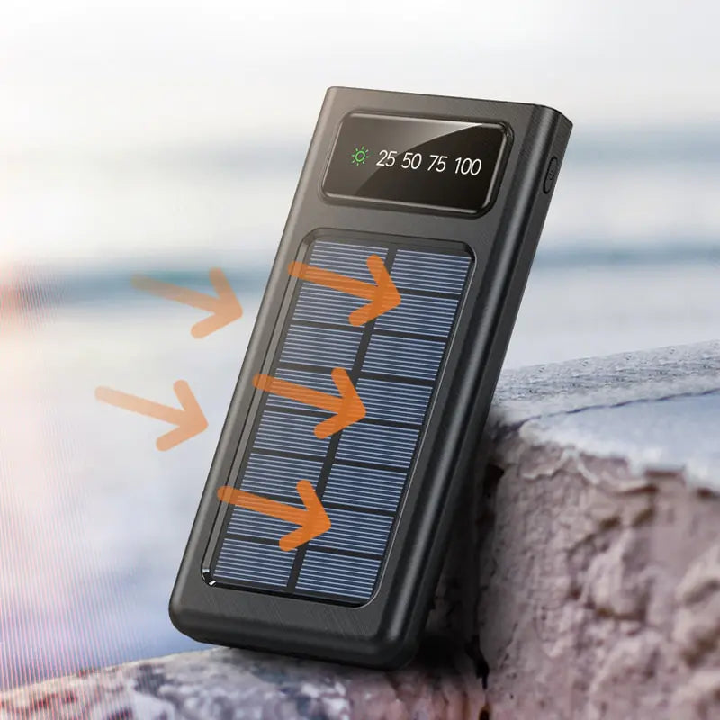 Solar Power Bank with Built-In Cables: Fast Charging, Reliable, Compact Power