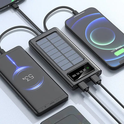 Solar Power Bank with Built-In Cables: Fast Charging, Reliable, Compact Power