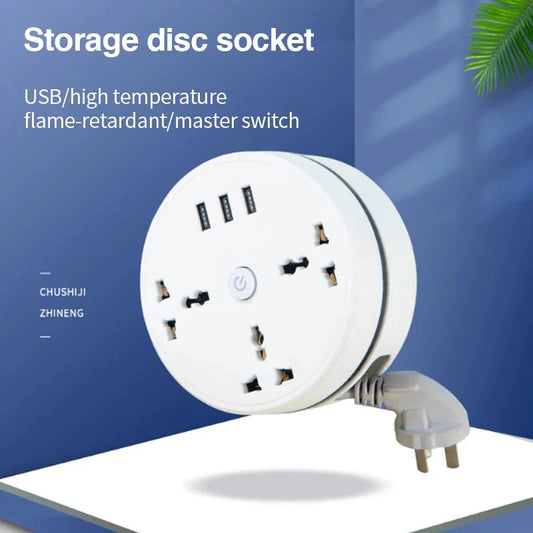 Round Universal Power Strip – Portable, Efficient, and Stylish