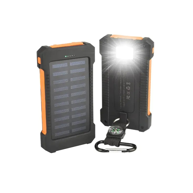 Solar-Powered Waterproof Power Bank – Dual USB & Emergency Features