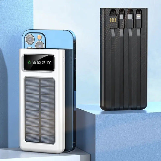 Solar Power Bank with Built-In Cables: Fast Charging, Reliable, Compact Power